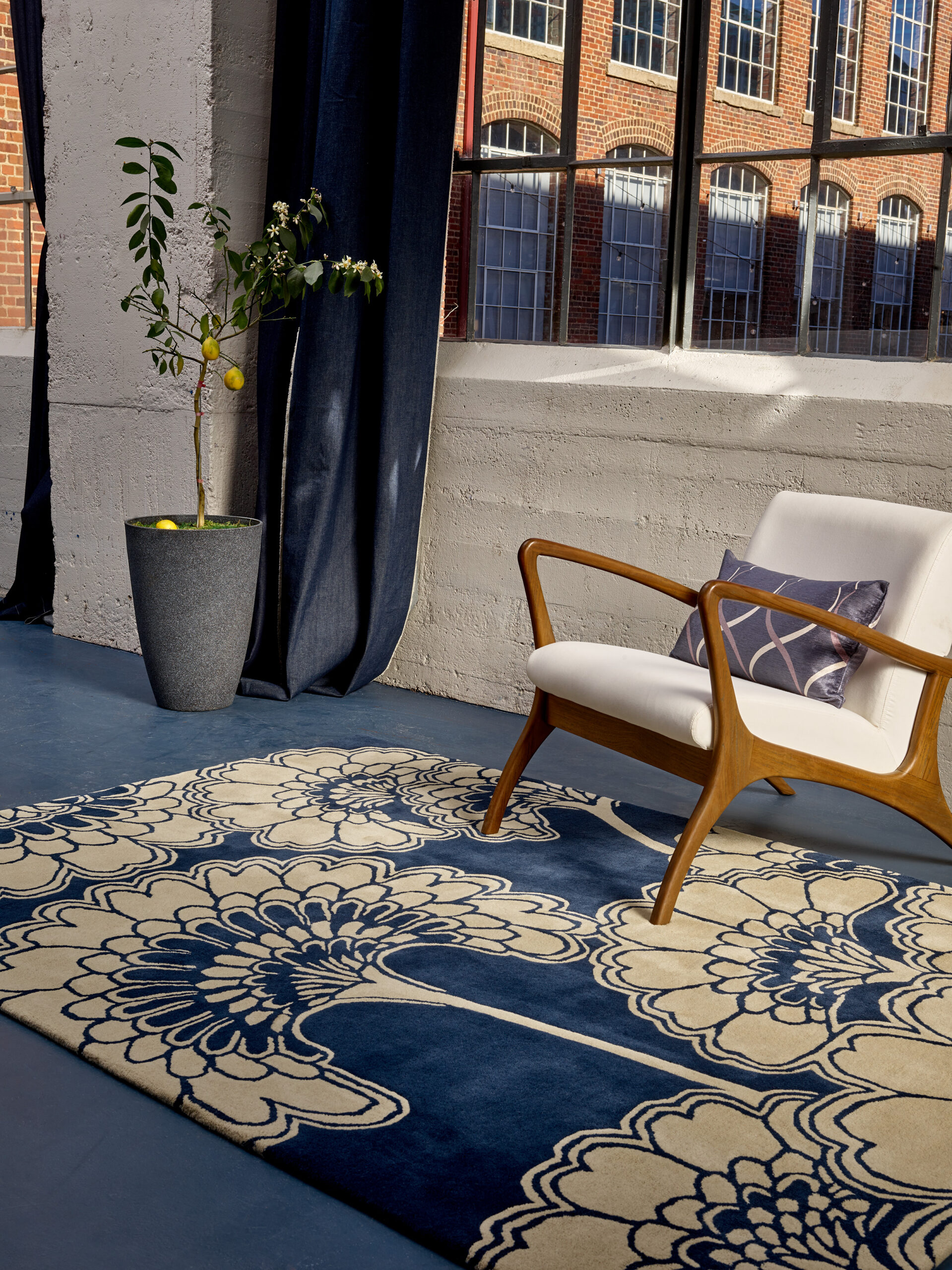 Florence Broadhurst Japanese Floral Midnight vloerkleed