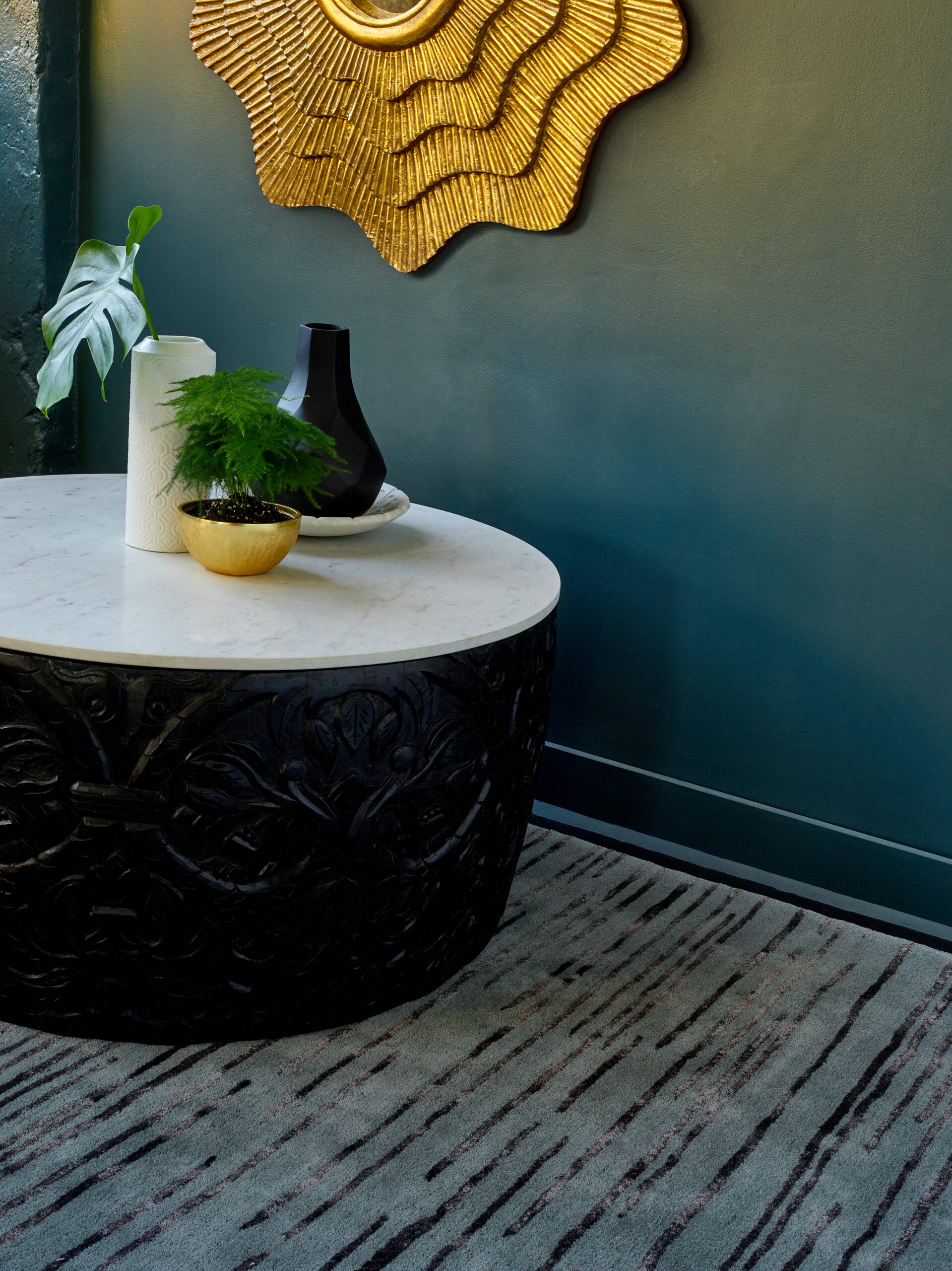 Florence Broadhurst Slub charcoal vloerkleed