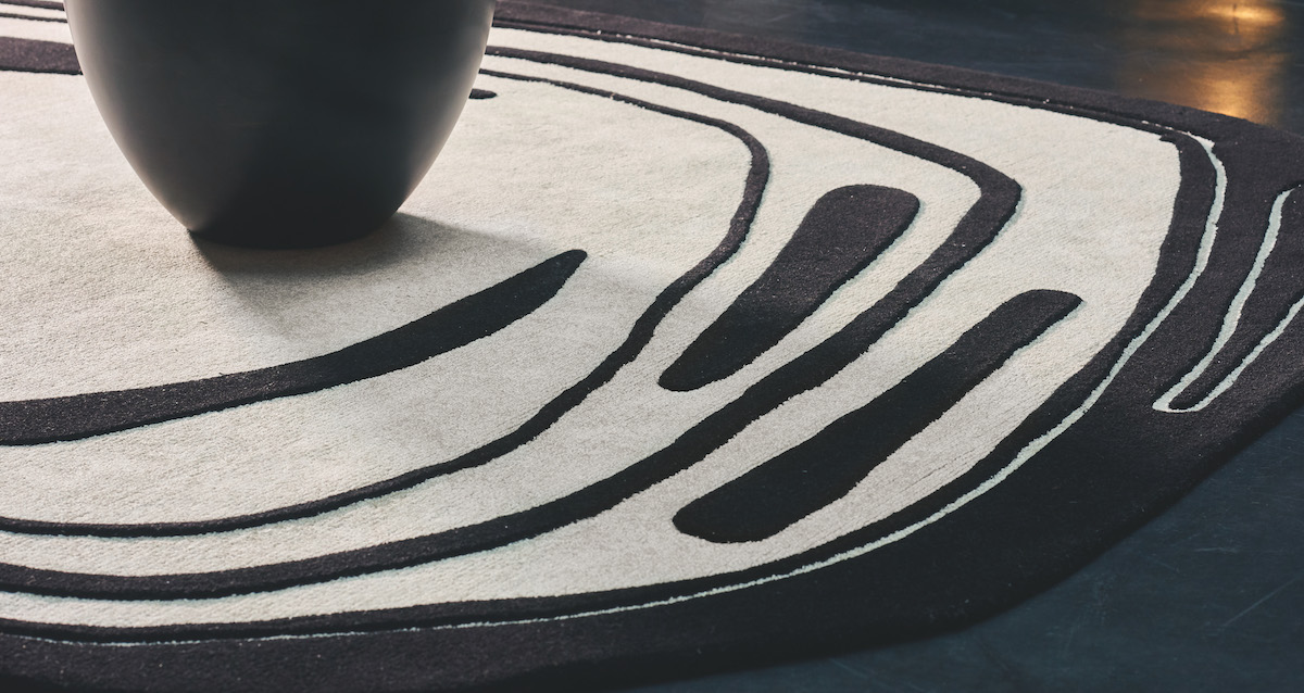 Vormenspel vloerkleed Fragment zwart-wit