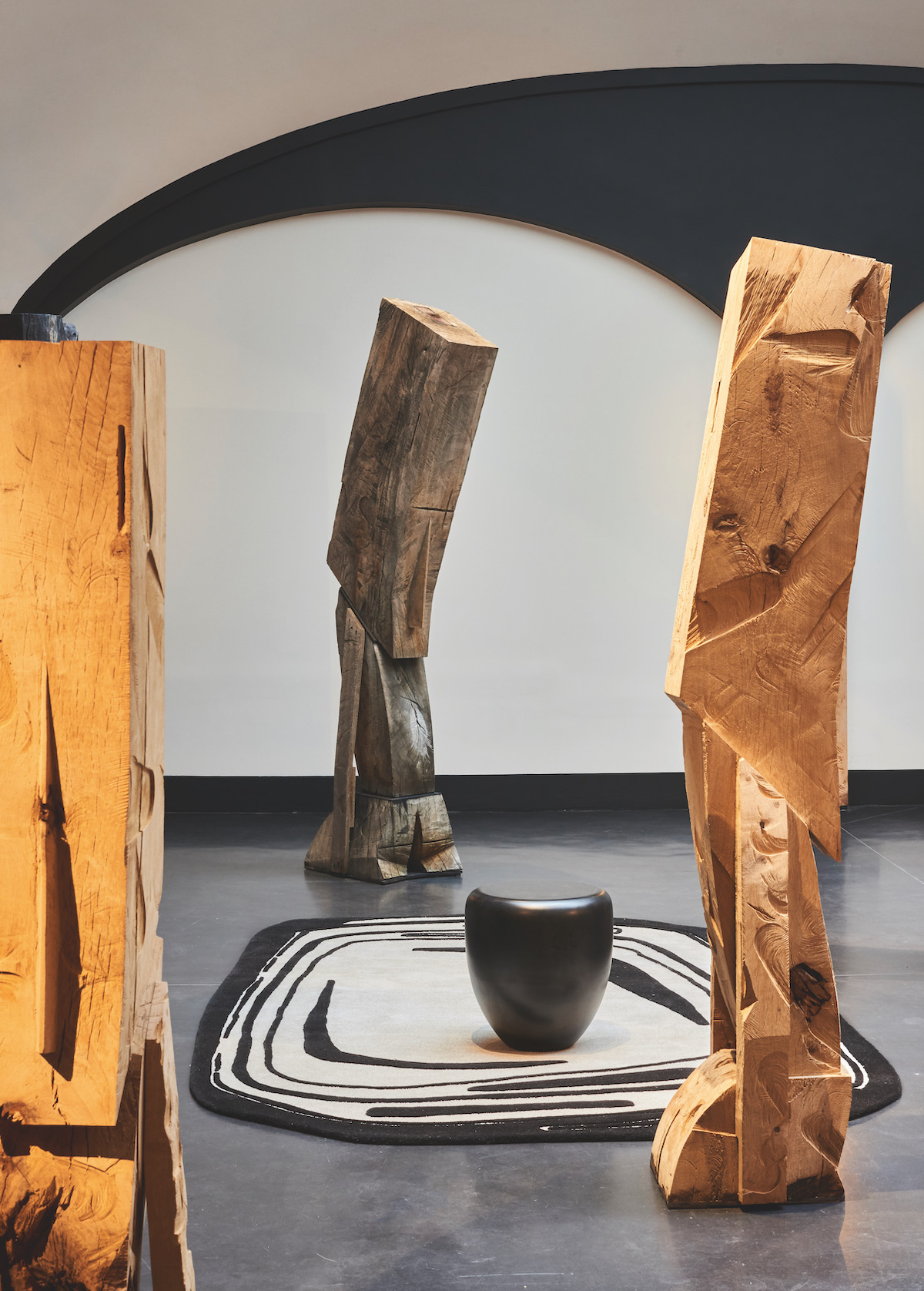 Vormenspel vloerkleed Fragment zwart-wit