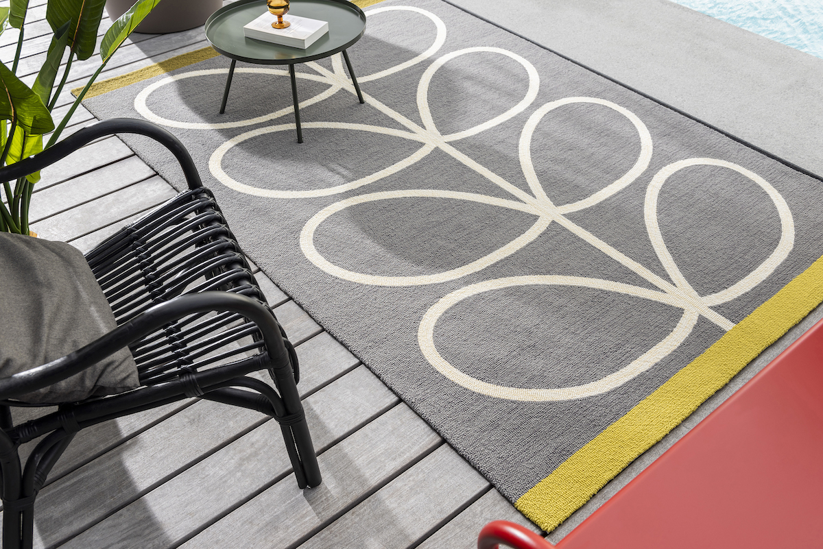 Orla Kiely Giant linear stem slate outdoor vloerkleed